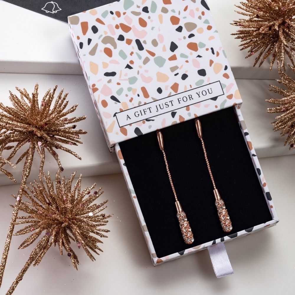 Rose Gold Crystal Drop Earrings – NWT – Gift Box Included